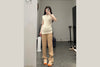 untitlab caramel rubber toe beige canvas shoes SS211401 PU5
